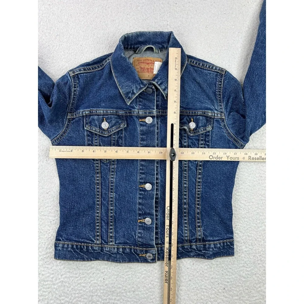 Levis Denim Jacket Youth Medium Blue Jean JR Trucker Button Front 7555CR 28352